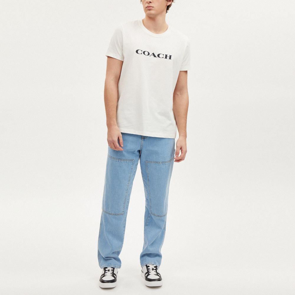 COACH®,RELAXED STRAIGHT FIT DENIM CARPENTER PANTS,Light Indigo,Scale View