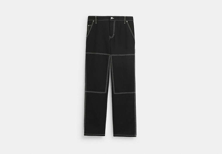 COACH®,RELAXED STRAIGHT FIT TWILL CARPENTER PANTS,cotton,Black,Front View