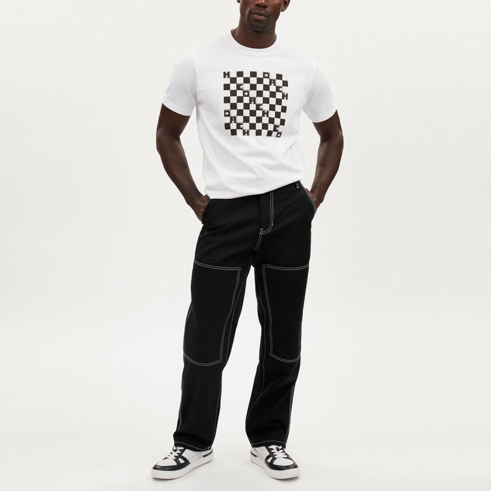 COACH®,RELAXED STRAIGHT FIT TWILL CARPENTER PANTS IN ORGANIC COTTON AND RECYCLED POLYESTER,Black,Scale View