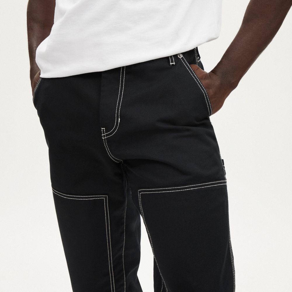 Contrast Stitch Cotton Twill Pants