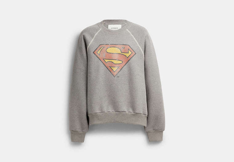 COACH®,COACH | DC SUPERMAN CREWNECK,Cotton/Polyester,Dark Grey,Front View