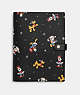 COACH®,DISNEY X COACH NOTEBOOK WITH HOLIDAY PRINT,Other,Gunmetal/Black Multi,Front View
