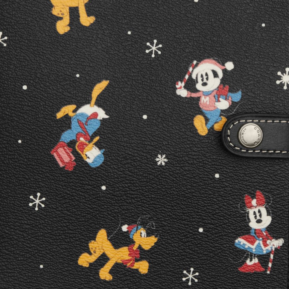 COACH®,DISNEY X COACH NOTEBOOK WITH HOLIDAY PRINT,Gunmetal/Black Multi