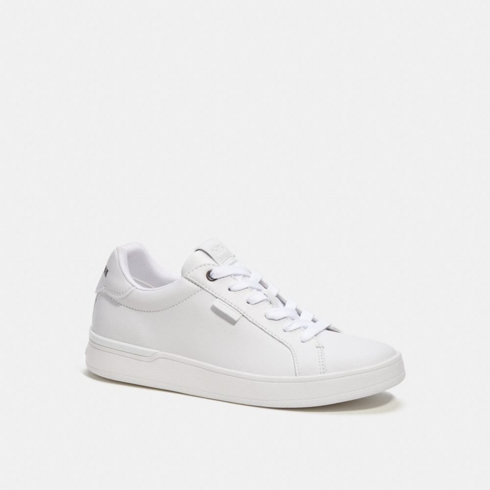 COACH®,LOWLINE LOW TOP SNEAKER,Leather,Optic White,Front View image number 0