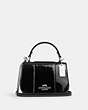 COACH®,LYSA TOP HANDLE,Patent Leather,Small,Silver/Black,Front View
