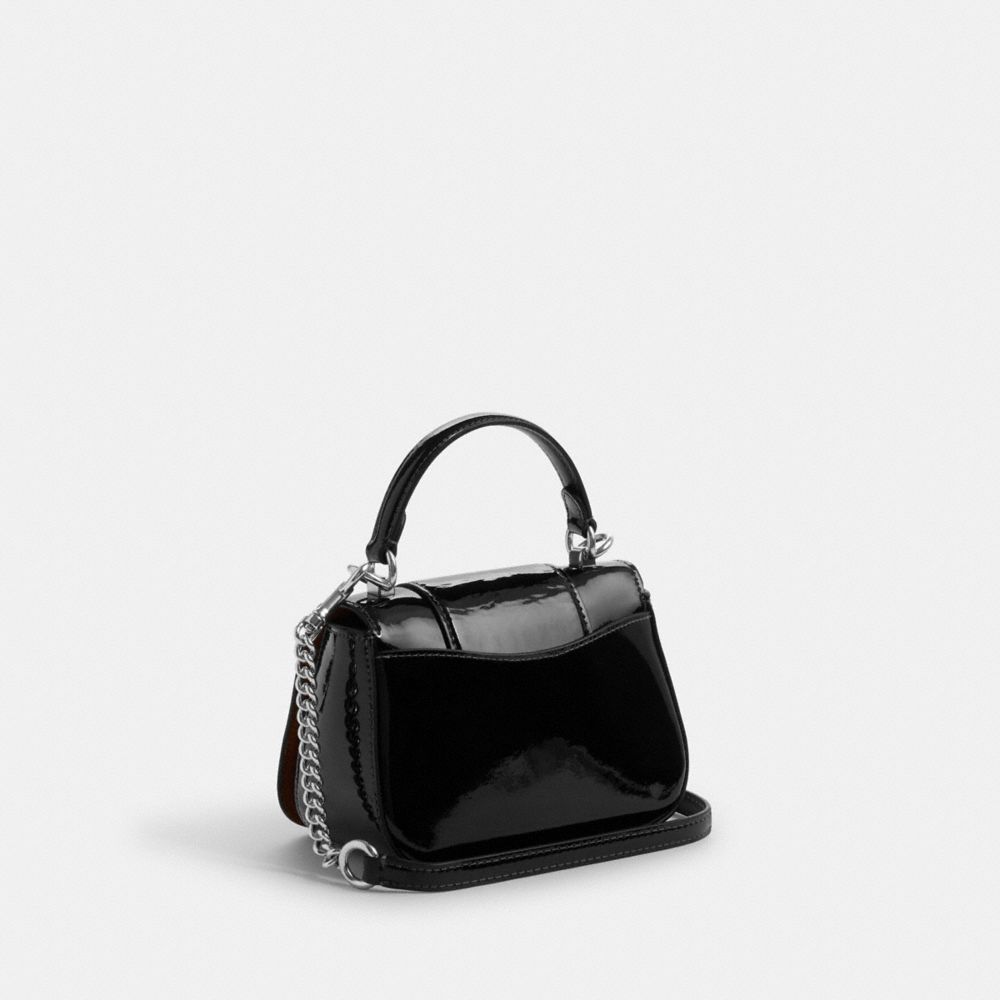 COACH®,LYSA TOP HANDLE,Novelty Leather,Small,Silver/Black,Angle View