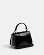 COACH®,LYSA TOP HANDLE,Patent Leather,Silver/Black,Angle View