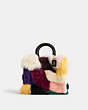 COACH®,ROGUE 20 WITH PATCHWORK,Shearling,Small,Brass/Color Multi,Front View