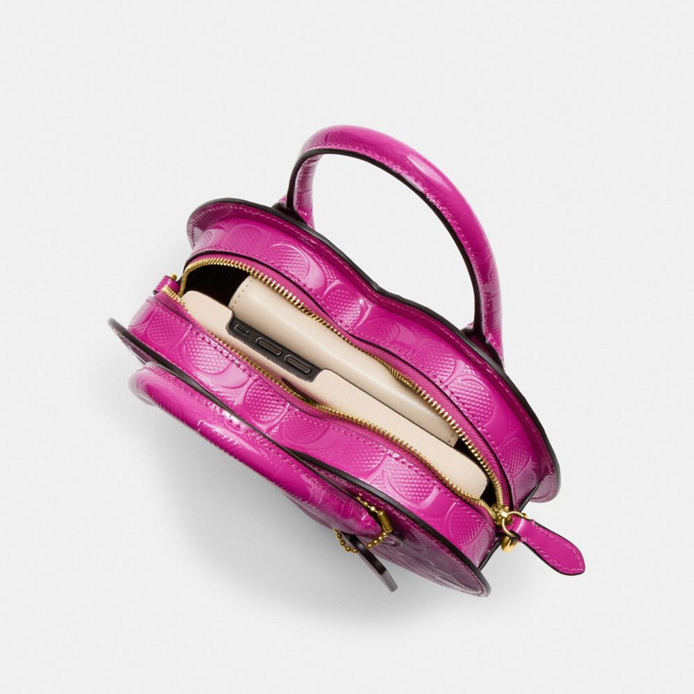 Heart Bag In Signature Leather Magenta