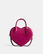 COACH®,HEART BAG IN SIGNATURE LEATHER,Small,Brass/Magenta,Front View