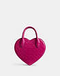COACH®,HEART BAG IN SIGNATURE LEATHER,Small,Brass/Magenta,Back View