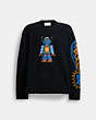 COACH®,COSMIC COACH SWEATER,Wool/Cashmere,Black,Front View