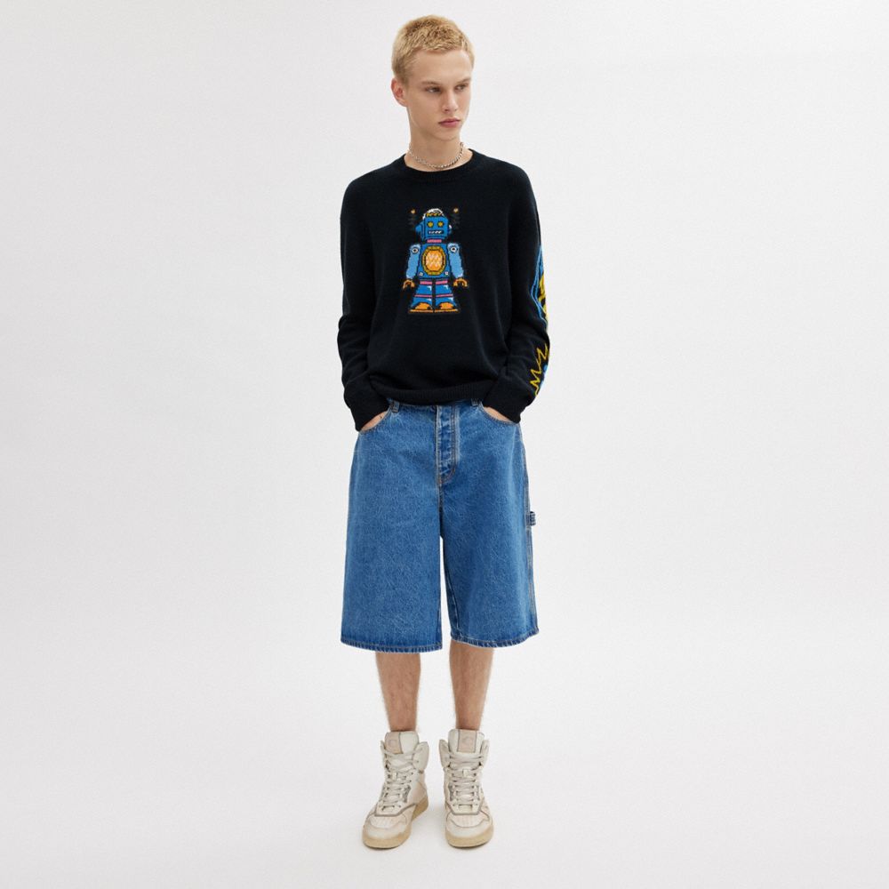 COACH®,COSMIC COACH SWEATER,Wool/Cashmere,Black,Scale View