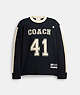 COACH®,VARSITY SWEATER,Wool/Cashmere,Black,Front View