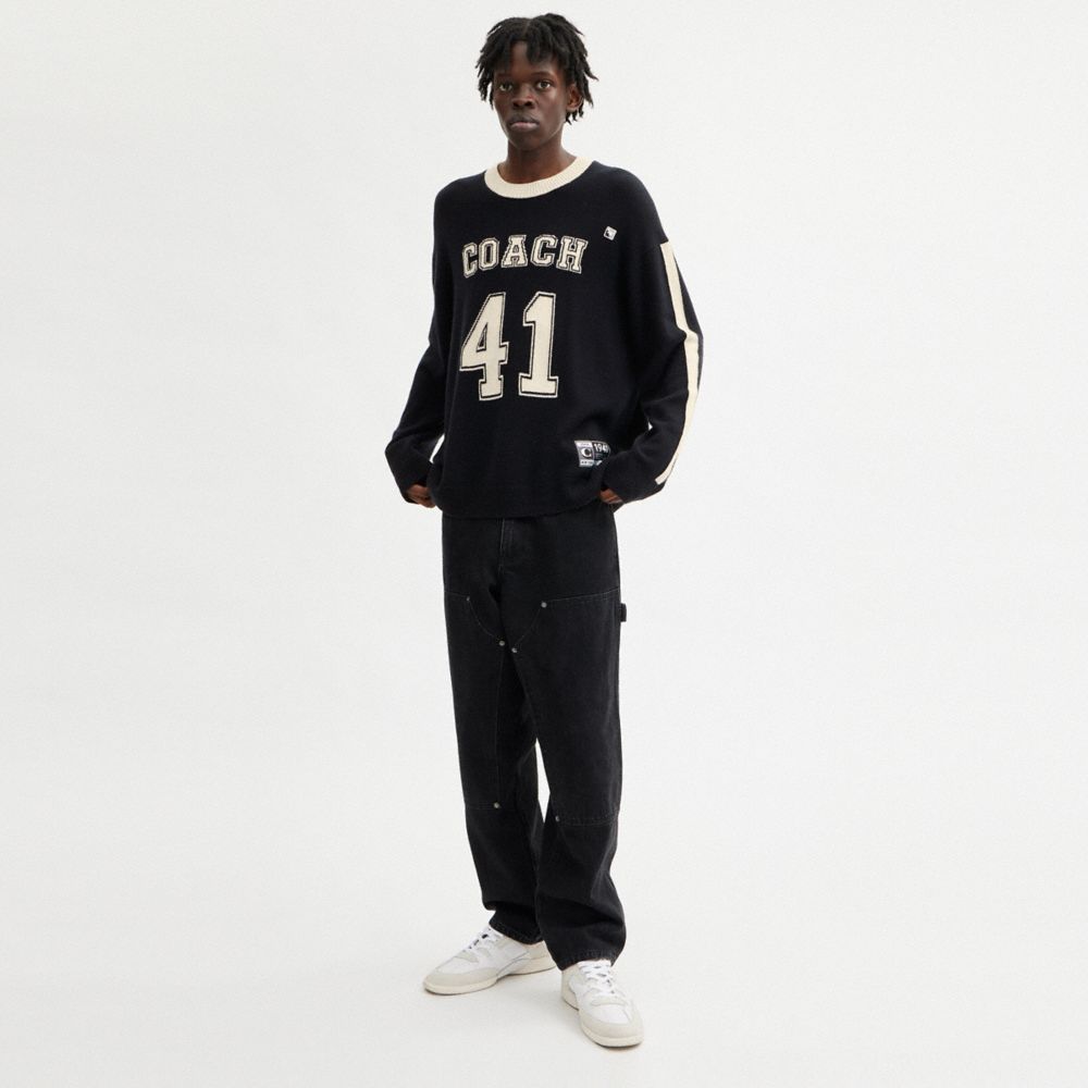 COACH®,VARSITY SWEATER,Wool/Cashmere,Black,Scale View