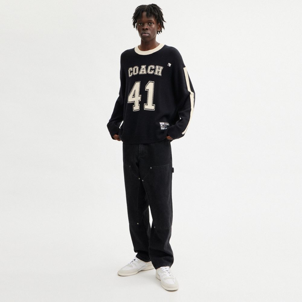 一度着ましたが新品同様綺麗ですユニセックス☆カシミア【COACH】Varsity Sweater