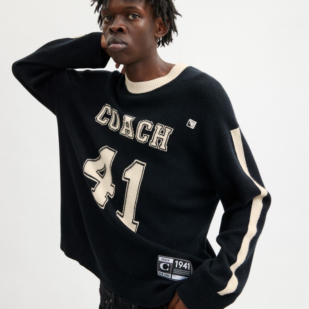 一度着ましたが新品同様綺麗ですユニセックス☆カシミア【COACH】Varsity Sweater