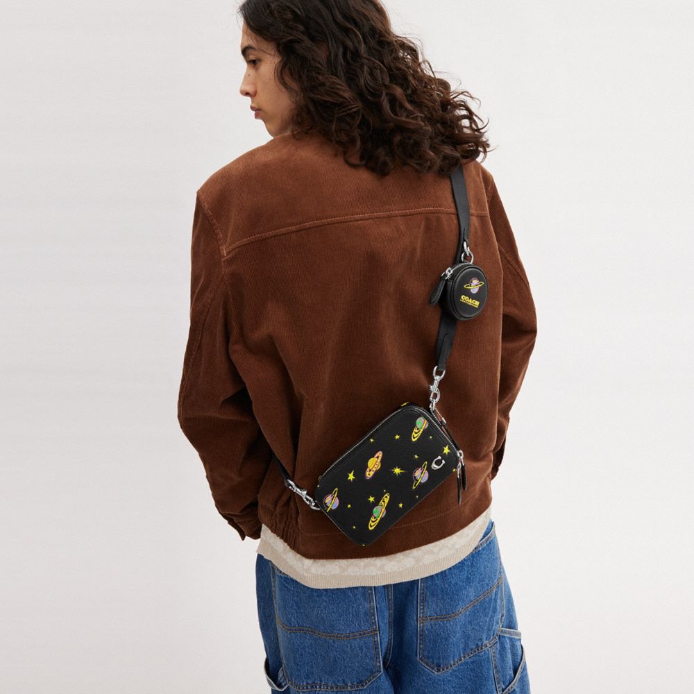 COACH®,Cosmic Coach Charter Slim Crossbody Bag With Planet Print,,Detail View