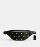 COACH®,CHARTER BELT BAG 7 WITH STAR PRINT,Polished Pebble Leather,Black,Front View