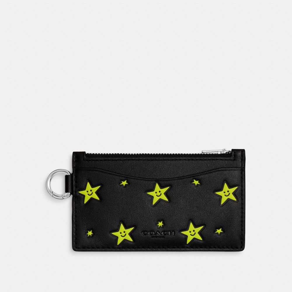 Cosmic Coach Zip Card Case With Star Print