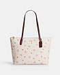 COACH®,ZIP TOP TOTE WITH BOW PRINT,Coated Canvas,Large,Im/Chalk/Wine Multi,Front View