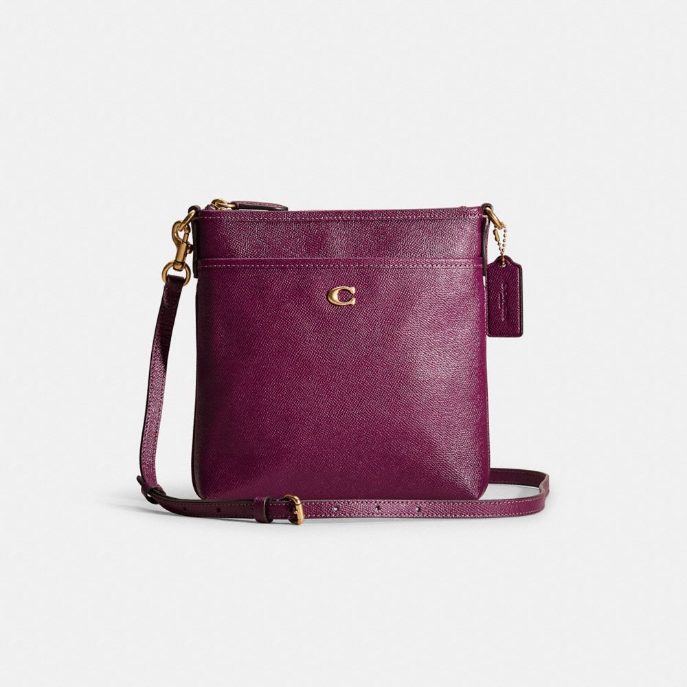 Coach Restored Kitt Messenger Crossbody In Brass/deep Berry