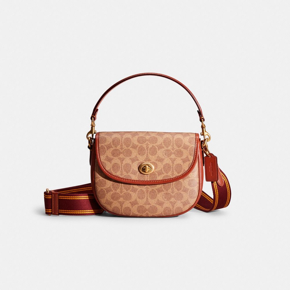 Coach Restored Willow Saddle Bag In Signature Canvas In Brass/tan/rust