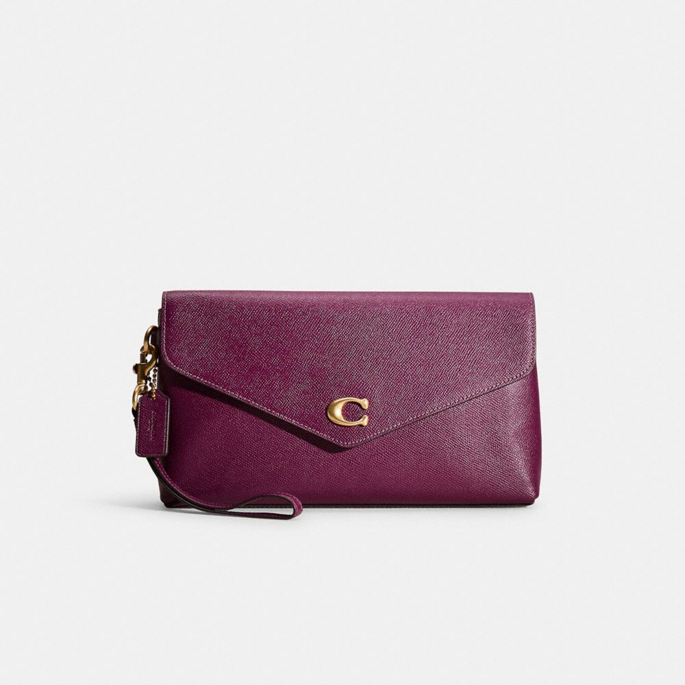COACH®,Restored Wyn Clutch,Leather,Clutch,Wristlet,Metal,Logo,Scratch Resistant,Casual,Purple,Front View
