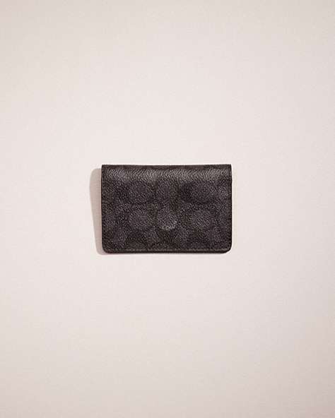 COACH®,RESTORED CARD WALLET IN SIGNATURE CANVAS,Charcoal/Black,Front View