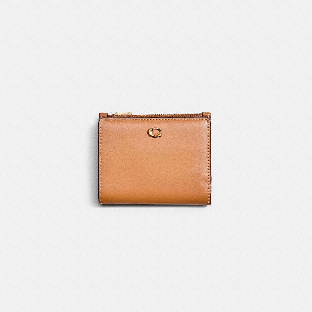 Coach Restored Bifold Snap Wallet In Brass/light Camel