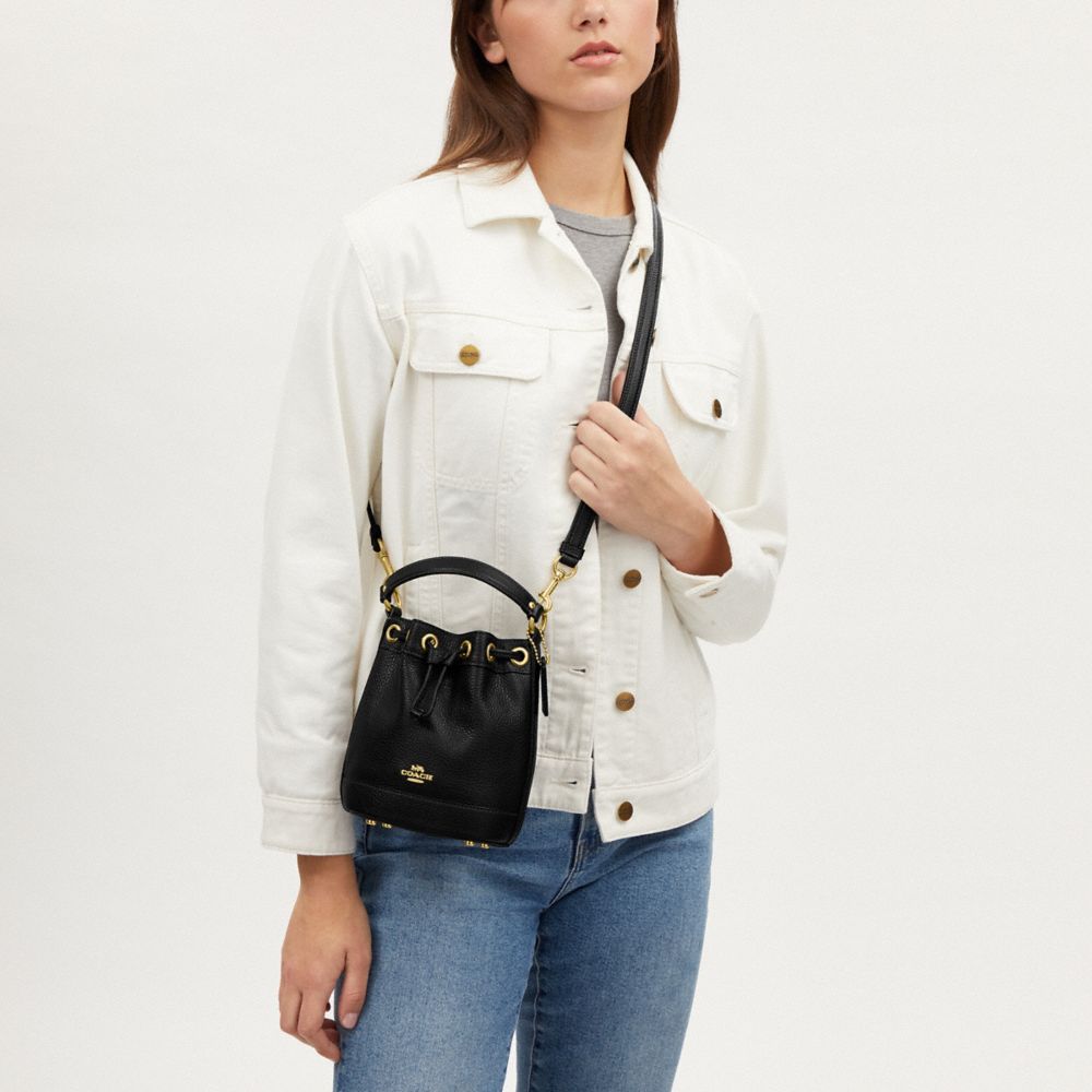 COACH®,Dempsey Drawstring Bucket Bag 15,,Detail View