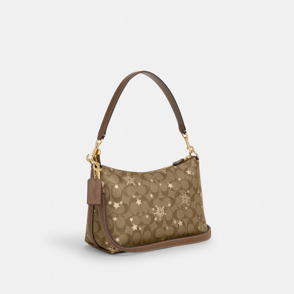 Clara Shoulder Bag In Signature Canvas With Star And Snowflake Print