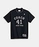 COACH®,EMBELLISHED VARSITY T-SHIRT,cotton,Black,Front View