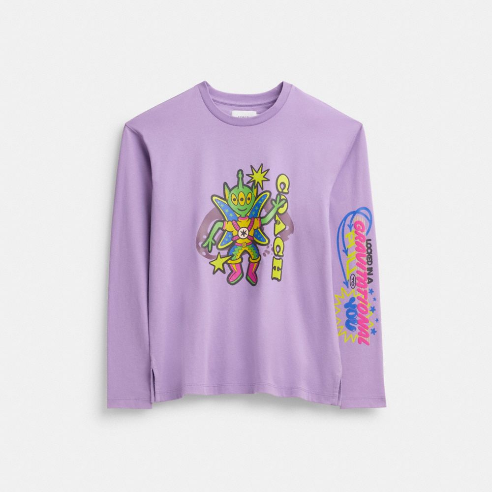 Coach Outlet Cosmic Coach Long Sleeve T-shirt In Purple Multi