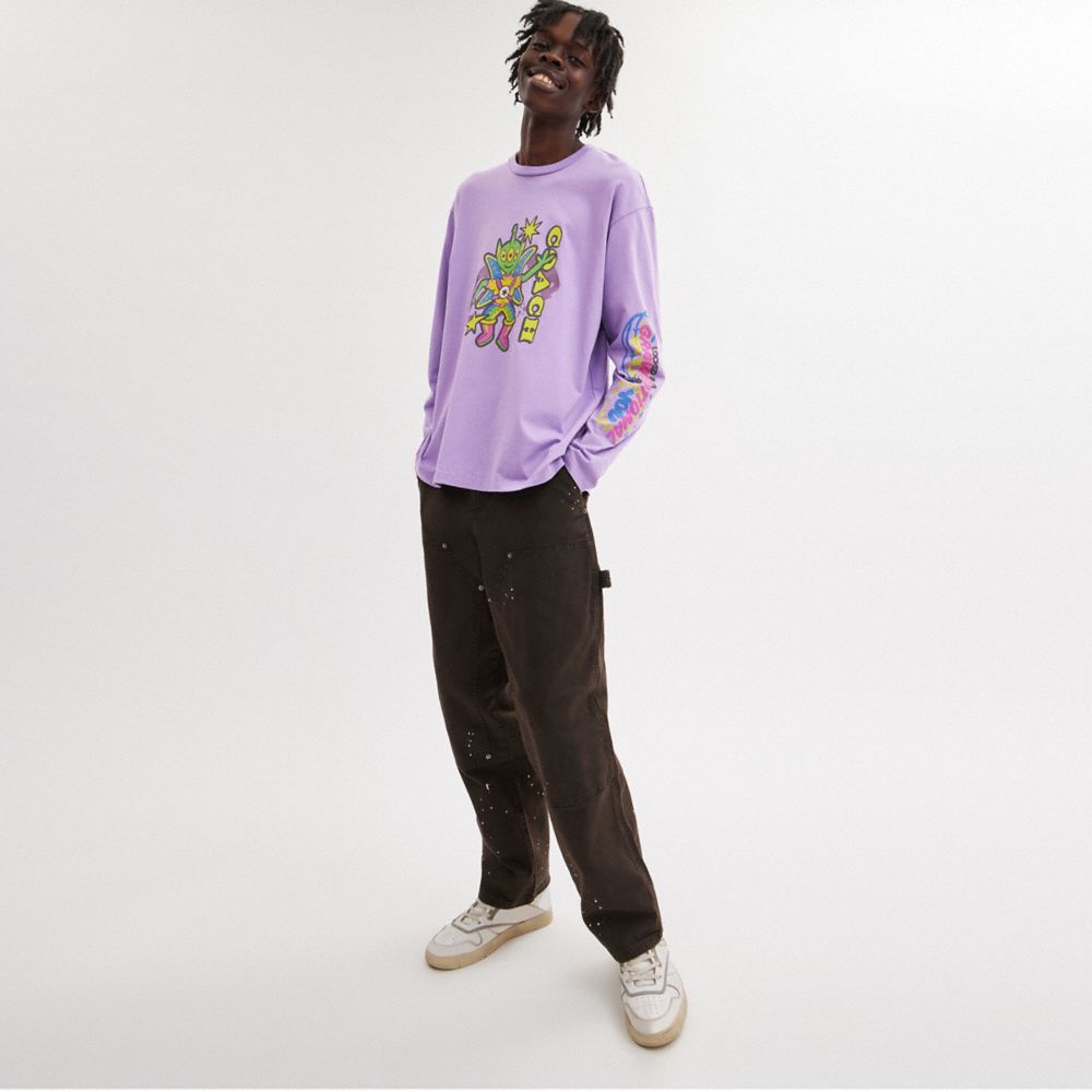 COACH®,COSMIC COACH LONG SLEEVE T-SHIRT,Purple Multi,Scale View