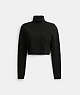 COACH®,SIGNATURE KNIT CROPPED TURTLENECK,Wool/Silk,Black,Front View