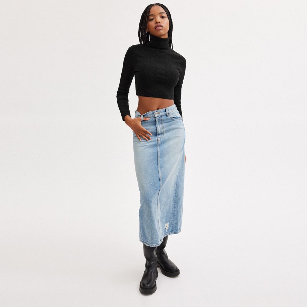 COACH®  Signature Knit Cropped Turtleneck