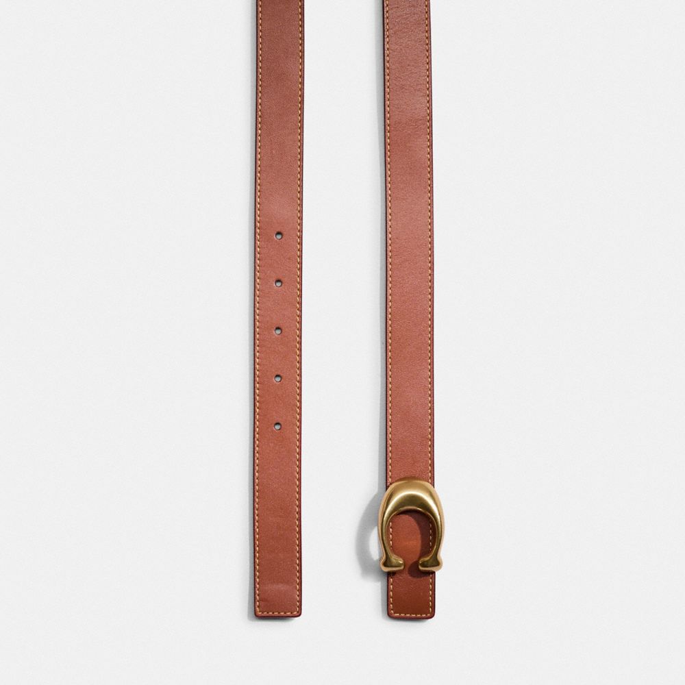 COACH®,Restored C Hardware Reversible Belt, 25 Mm,Standard,Metal,Logo,Reversible,Day Party,Brown,Closer View
