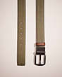 COACH®,RESTORED HARNESS BUCKLE CUT-TO-SIZE REVERSIBLE BELT, 38MM,Army Green/Saddle,Closer View