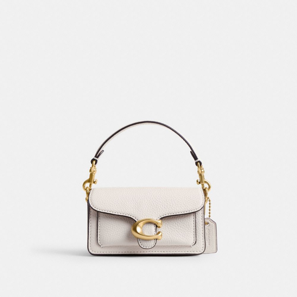 COACH®,TABBY BAG 12,Refined Pebble Leather,Mini,Brass/Chalk,Front View