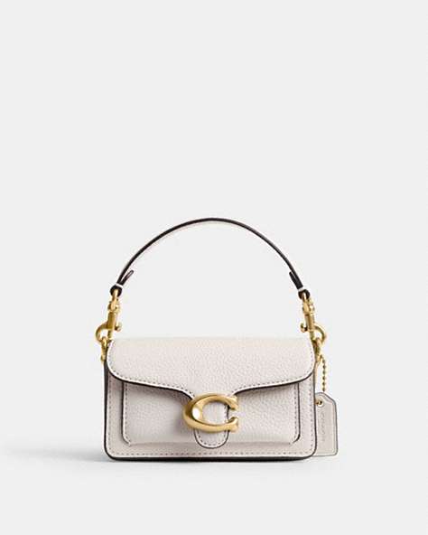 COACH®,TABBY 12,Polished Pebble Leather,Brass/Chalk,Front View