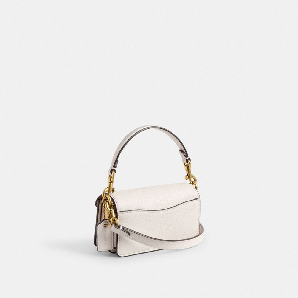 COACH®,TABBY BAG 12,Refined Pebble Leather,Mini,Brass/Chalk,Angle View