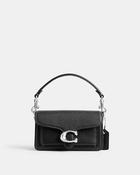 COACH®,TABBY 12,Polished Pebble Leather,Trend Setter,Silver/Black,Front View