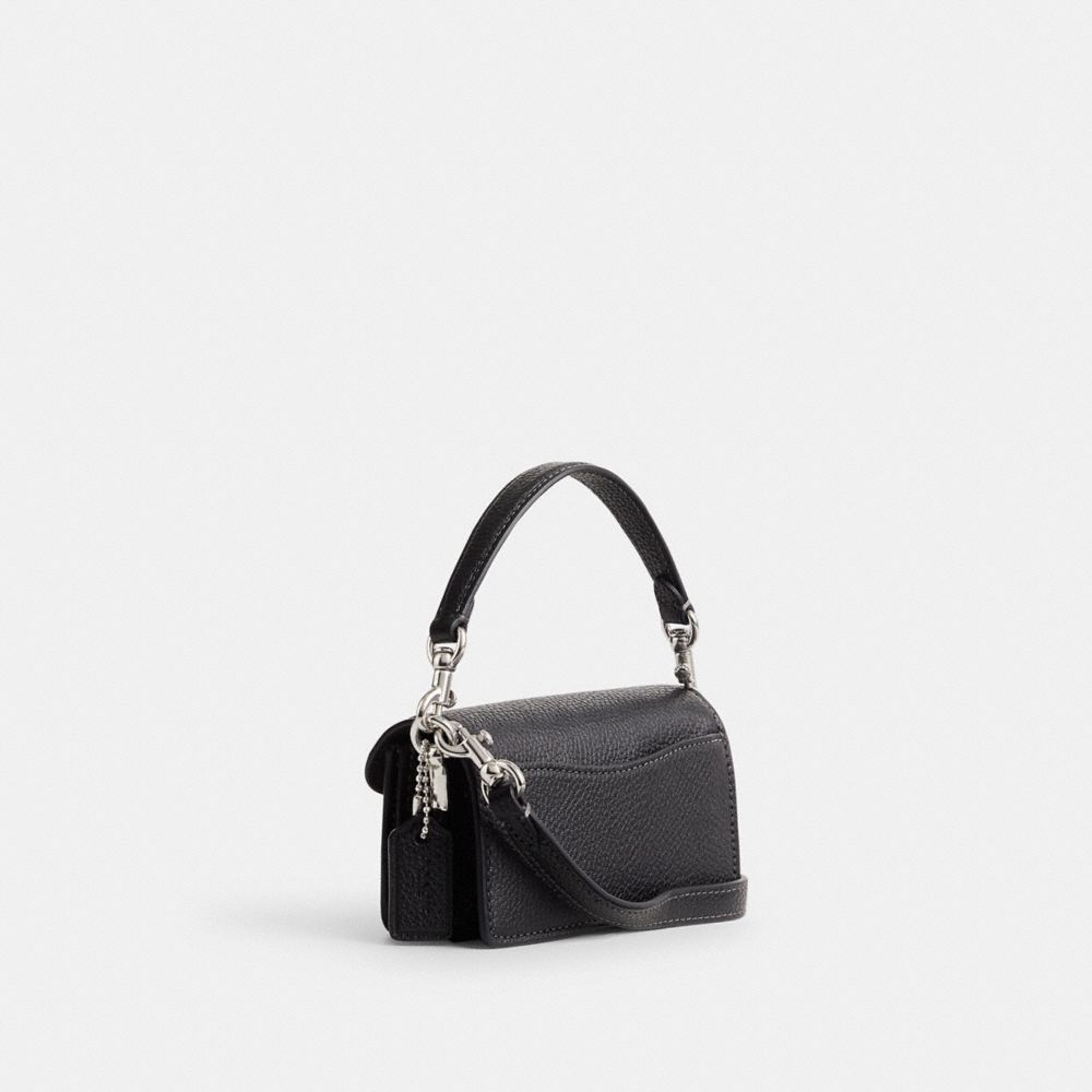COACH®,TABBY BAG 12,Refined Pebble Leather,Mini,Silver/Black,Angle View