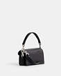 COACH®,TABBY 12,Polished Pebble Leather,Silver/Black,Angle View