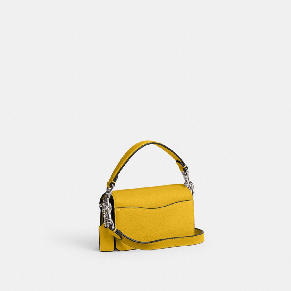 COACH®,Tabby Bag 12,Leather,Calfskin Leather,Crossbody,Metal,Logo,Gusset,Day Party,Mustard,Angle View