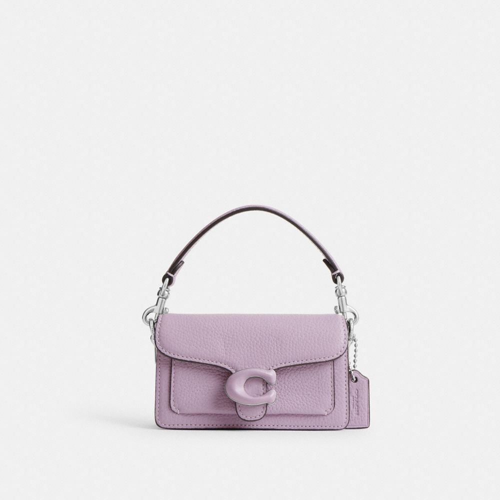 COACH®,TABBY BAG 12,Polished Pebble Leather,Mini,Silver/Soft Purple,Front View