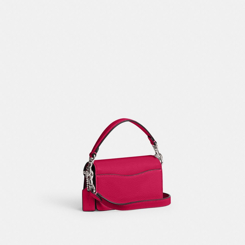 COACH®,Tabby Bag 12,Leather,Calfskin Leather,Crossbody,Metal,Logo,Gusset,Day Party,Pink,Angle View