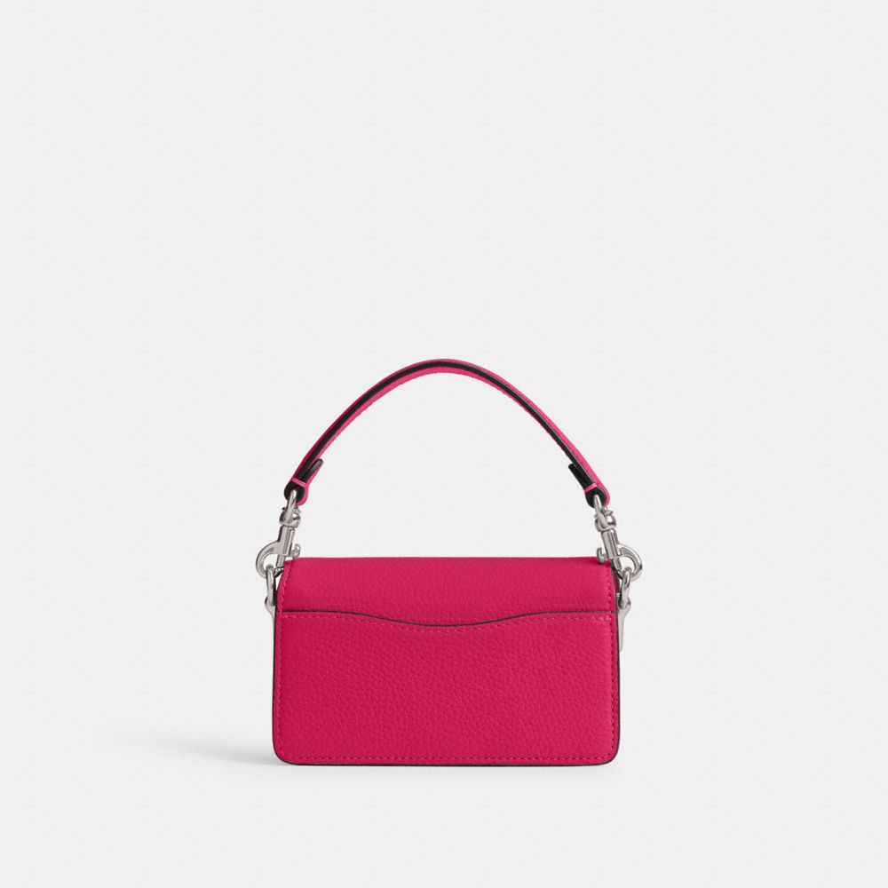 COACH®,Tabby Bag 12,Leather,Calfskin Leather,Crossbody,Metal,Logo,Gusset,Day Party,Pink,Back View