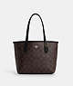 COACH®,MINI CITY TOTE IN SIGNATURE CANVAS,Coated Canvas,Medium,Gold/Brown Black,Front View